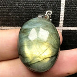 Labradorite Necklace Pendant Yellow Light Crystal Silver Moonstone AAAAA