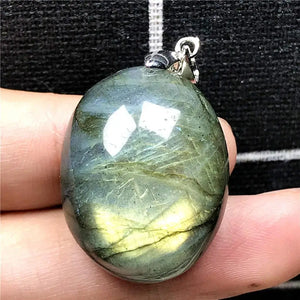 Labradorite Necklace Pendant Yellow Light Crystal Silver Moonstone AAAAA