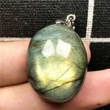 Labradorite Necklace Pendant Yellow Light Crystal Silver Moonstone AAAAA