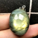 Labradorite Necklace Pendant Yellow Light Crystal Silver Moonstone AAAAA