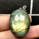 Labradorite Necklace Pendant Yellow Light Crystal Silver Moonstone AAAAA