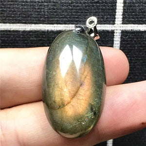 Labradorite Pendant Necklace Yellow Light Crystal Moonstone AAAAA