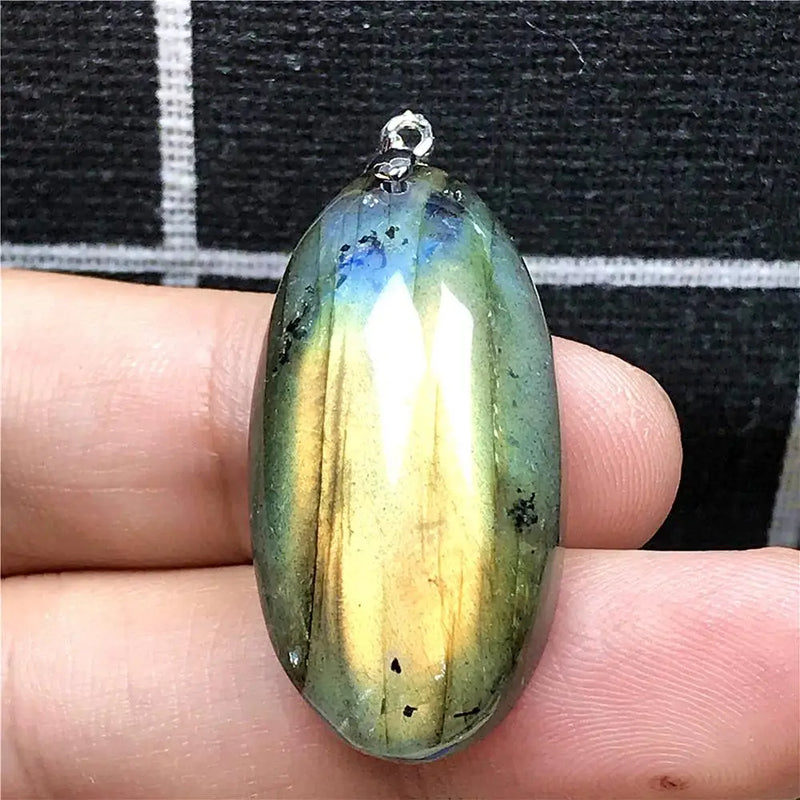Labradorite Necklace Pendant Natural Crystal Jewelry 31x16x8mm Beads