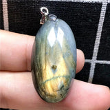 Labradorite Pendant Yellow Light Crystal 33x18x12mm Silver Moonstone AAAAA