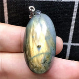Labradorite Pendant Yellow Light Crystal 33x18x12mm Silver Moonstone AAAAA