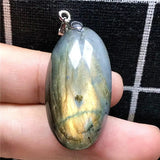 Labradorite Pendant Yellow Light Crystal 33x18x12mm Silver Moonstone AAAAA