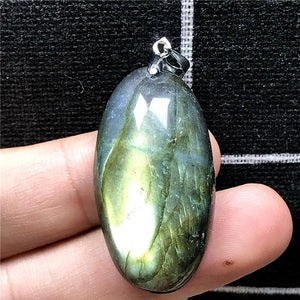 Labradorite Pendant Necklace - Yellow Light Crystal Beads - Moonstone Gemstone
