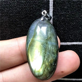 Labradorite Pendant Necklace - Yellow Light Crystal Beads - Moonstone Gemstone