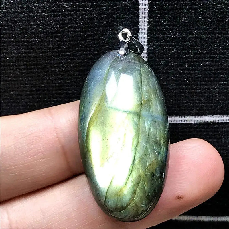 Labradorite Pendant Necklace - Yellow Light Crystal Beads - Moonstone Gemstone