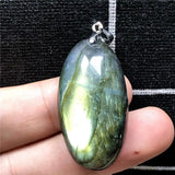 Labradorite Pendant Necklace - Yellow Light Crystal Beads - Moonstone Gemstone