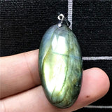 Labradorite Pendant Necklace - Yellow Light Crystal Beads - Moonstone Gemstone