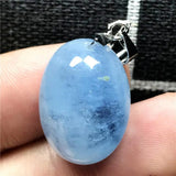 Aquamarine Pendant Beads Natural Crystal Stone Silver 19x14x9mm Jewelry