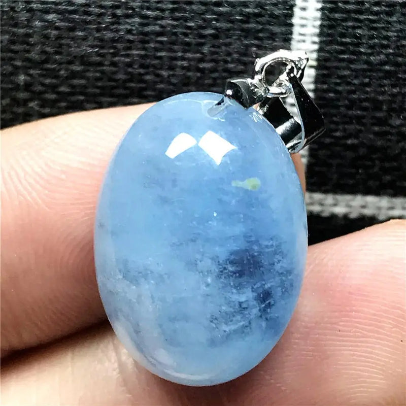 Aquamarine Pendant Beads Natural Crystal Stone Silver 19x14x9mm Jewelry