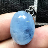Aquamarine Pendant Beads Natural Crystal Stone Silver 19x14x9mm Jewelry