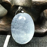 Aquamarine Pendant Necklace Crystal Silver Beads Jewelry