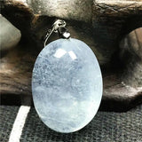 Aquamarine Pendant Necklace Crystal Silver Beads Jewelry