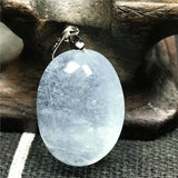 Aquamarine Pendant Necklace Crystal Silver Beads Jewelry
