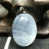 Aquamarine Pendant Necklace Crystal Silver Beads Jewelry