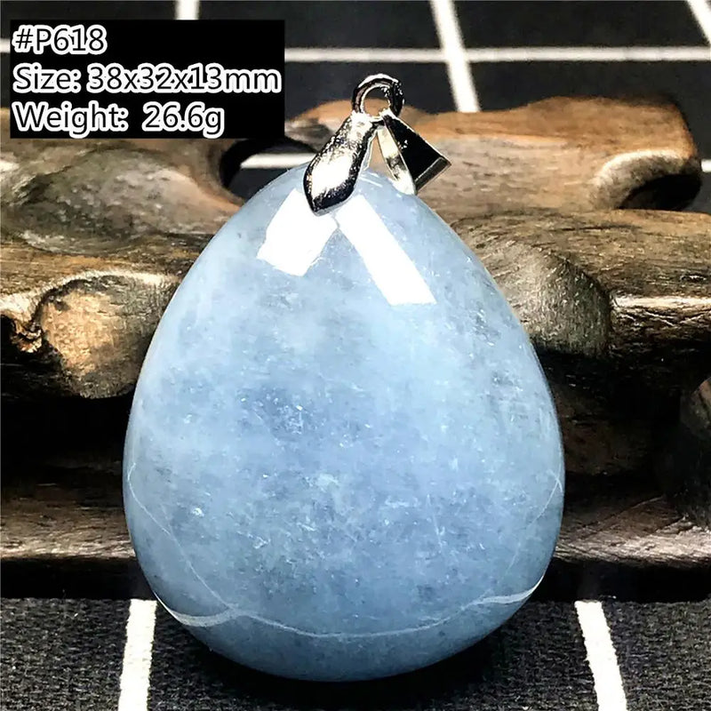 Aquamarine Pendant Necklace Natural Crystal Stone Jewelry for Woman Man