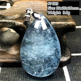 Aquamarine Pendant Necklace Natural Crystal Stone Jewelry for Woman Man