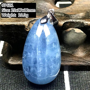 Aquamarine Pendant Necklace Natural Crystal Stone Jewelry for Woman Man
