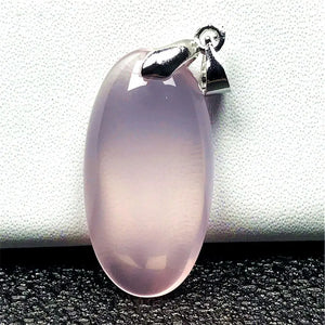 Rose Quartz Pendant Natural Stone Jewelry Silver Oval Mozambique Crystal AAAAA