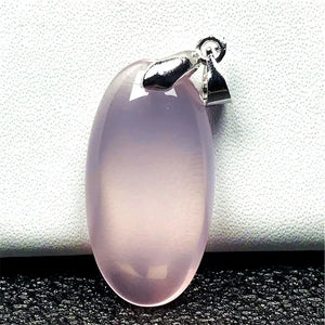 Rose Quartz Pendant Natural Stone Jewelry Silver Oval Mozambique Crystal AAAAA