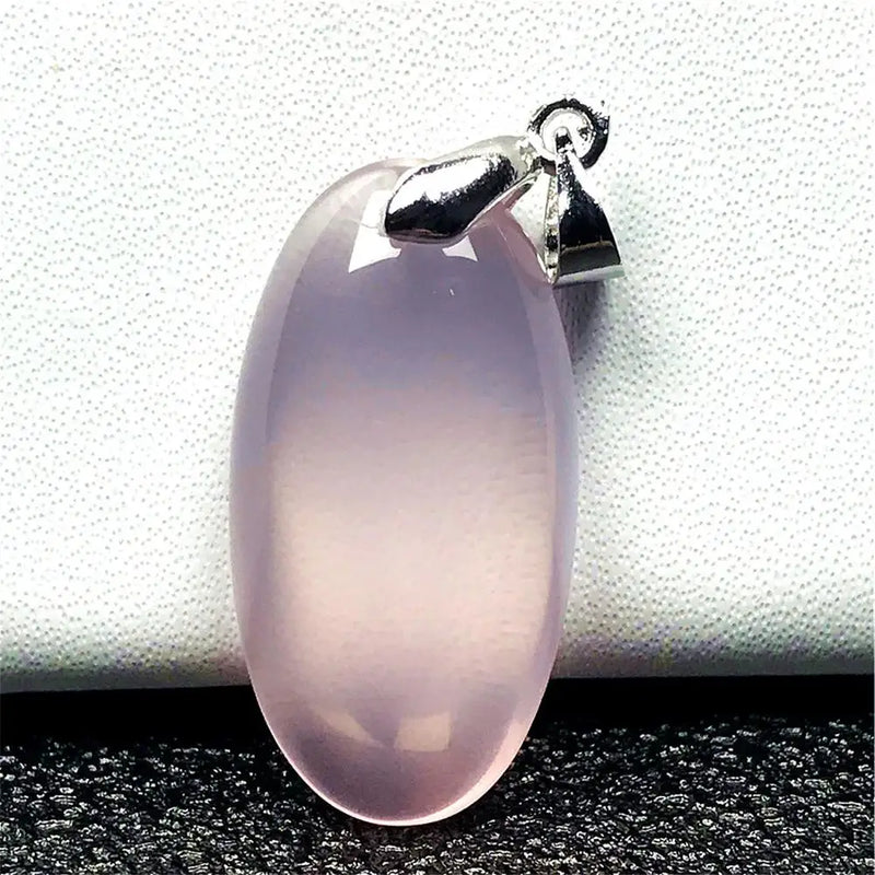 Rose Quartz Pendant Natural Stone Jewelry Silver Oval Mozambique Crystal AAAAA