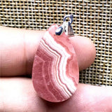 Red Rhodochrosite Necklace Pendant Silver Water Drop Gemstone