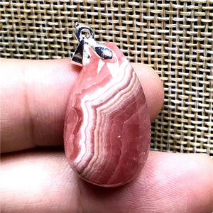 Red Rhodochrosite Necklace Pendant Silver Water Drop Gemstone