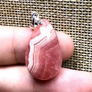 Red Rhodochrosite Necklace Pendant Silver Water Drop Gemstone