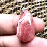 Red Rhodochrosite Necklace Pendant Silver Water Drop Gemstone