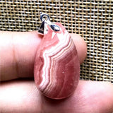 Red Rhodochrosite Necklace Pendant Silver Water Drop Gemstone