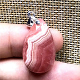 Red Rhodochrosite Necklace Pendant Silver Water Drop Gemstone