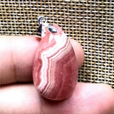 Red Rhodochrosite Necklace Pendant Silver Water Drop Gemstone