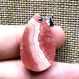 Red Rhodochrosite Pendant Crystal Necklace Silver Jewelry
