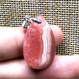 Red Rhodochrosite Pendant Crystal Necklace Silver Jewelry