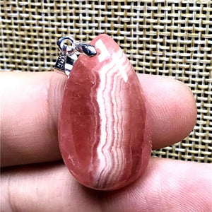 Red Rhodochrosite Pendant Crystal Necklace Silver Jewelry