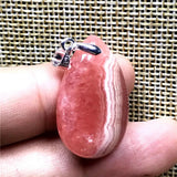 Red Rhodochrosite Pendant Crystal Necklace Silver Jewelry