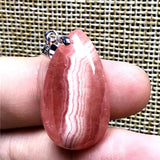 Red Rhodochrosite Pendant Crystal Necklace Silver Jewelry