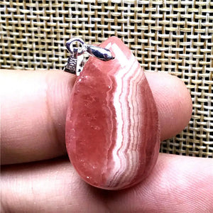 Red Rhodochrosite Pendant Crystal Necklace Silver Jewelry