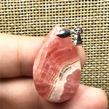 Red Rhodochrosite Pendant Silver Heart Crystal Jewelry