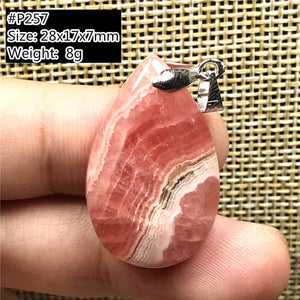 Red Rhodochrosite Pendant Silver Heart Crystal Jewelry