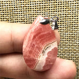 Red Rhodochrosite Pendant Silver Heart Crystal Jewelry