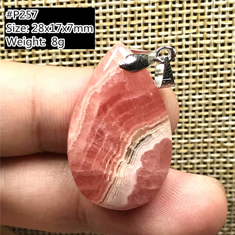Red Rhodochrosite Pendant Silver Heart Crystal Jewelry