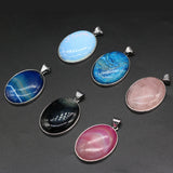 Natural Stone Agates Rose Quartzs Tiger Eye Pendant for DIY Jewelry Making