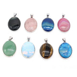 Natural Stone Agates Rose Quartzs Tiger Eye Pendant for DIY Jewelry Making
