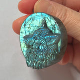 Labradorite Pendant Natural Stone Bead Green Orange Jewelry