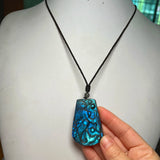 Labradorite Pendant Natural Stone Bead Green Orange Jewelry