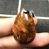 Yellow Pietersite Pendant Necklace Crystal Water Drop Bead Silver Namibia Stone